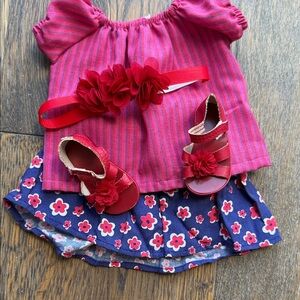 American Girl Doll Outfit Set with Headband and Sandals